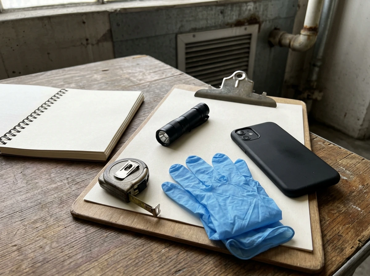 Checklist-style view of nest risk assessment items on clipboard (no text)